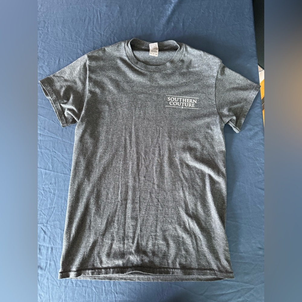 Gray Short Sleeve Crew Neck Tee with Chest Detail